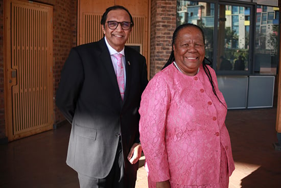 Professor Sunil Maharaj  and Minister of International Relations and Cooperation Dr Naledi Pandor 