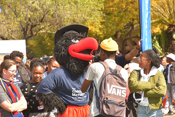 UP mascot and students