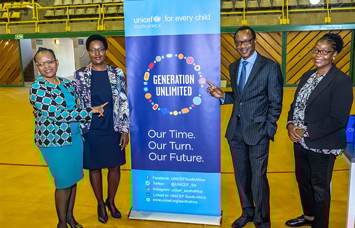 Shirley Machaba, CEO of PwC South Africa; Muriel Mafico, UNICEF South Africa Deputy Representative; UP Vice-Chancellor and Principal Professor Tawana Kupe; and Professor Margaret Chitiga-Mabugu, Dean of UP’s Faculty of Economic and Management Sciences.