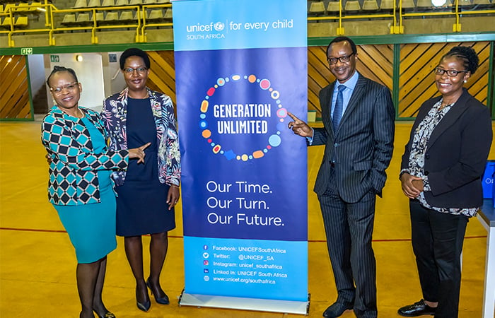 Shirley Machaba, CEO of PwC South Africa; Muriel Mafico, UNICEF South Africa Deputy Representative; UP Vice-Chancellor and Principal Professor Tawana Kupe; and Professor Margaret Chitiga-Mabugu, Dean of UP’s Faculty of Economic and Management Sciences.