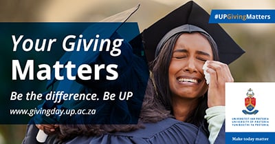 Giving Day banner with crying graduates