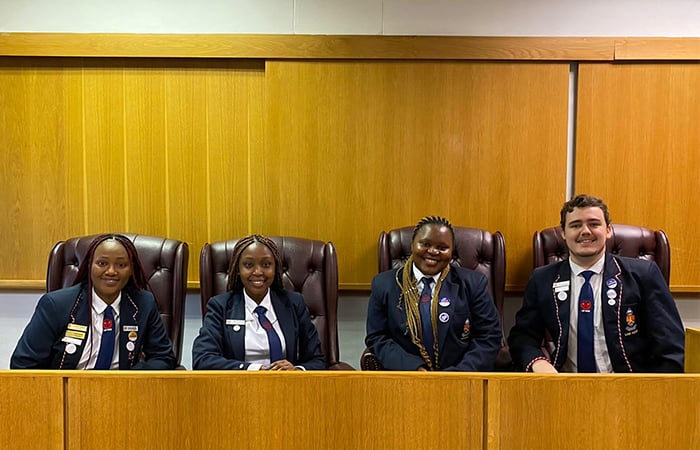 The four participating panellists were students from Law House Asanda Lembede, Chairperson; Mitchelle Baloyi, Secretary and Webmaster; Nolukhanyo Mpisane, Head of Transformation; and Ulrich Steynberg, Vice-Chairperson.