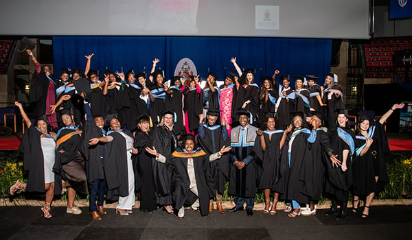 Postgraduate Diploma in Public Health graduates celebrate at their graduation ceremony.