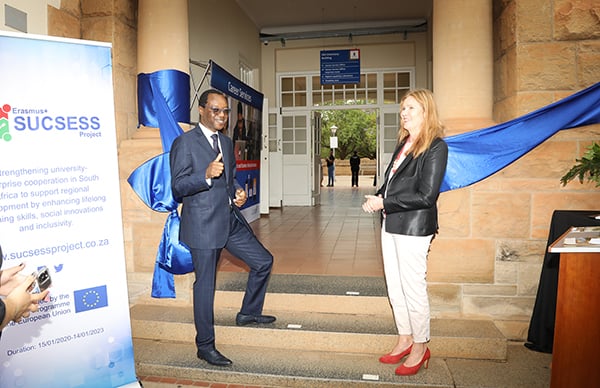 UP’s Prof Tawana Kupe and Iina Soiri of the Embassy of Finland at the official opening of the lab. 