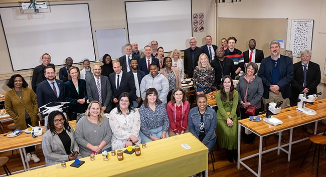 The presidents of German funding organisations the German Academic Exchange Service (DAAD) and the Alexander von Humboldt Foundation and delegates with UP staff and alumni.  
