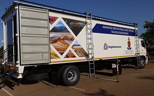 The truck housing the mobile laboratory