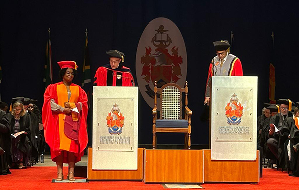 Dr Doreen Sesiro on the graduation stage to receive her degree