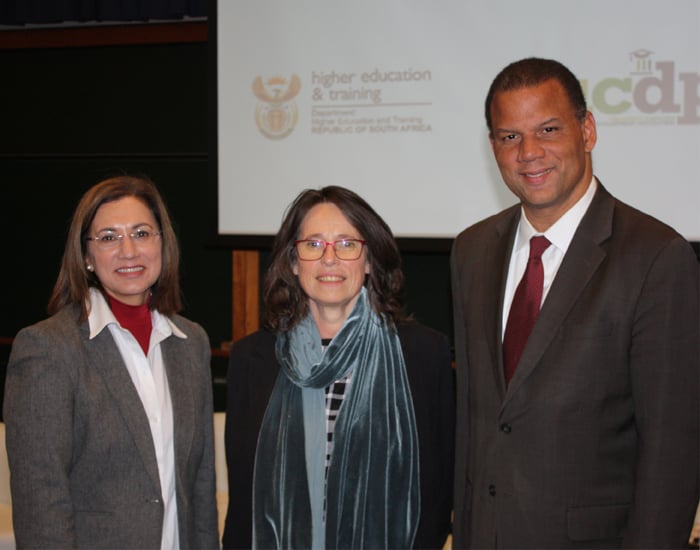 Prof Cheryl de la Rey, Dr Diane Parker (DHET) and Prof Kyle Farmbry at GIBS 