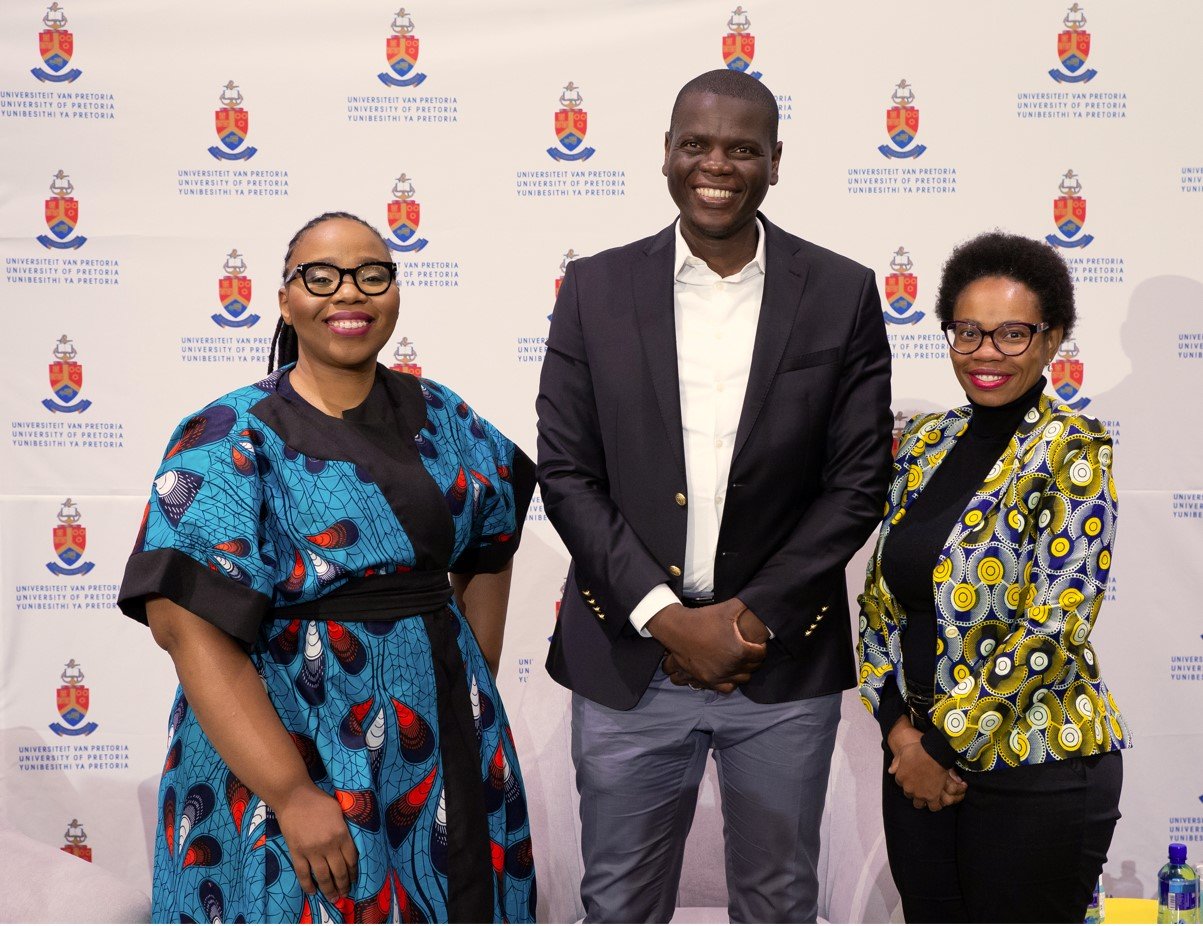 Sebenzile Nkambule, Journalist and Strategic communications practitioner, Minister Ronald Lamola, UP alumnus and national Minister of Justice and Correctional Services and Dr Carolyn Chisadza, a senior lecturer in UP’s Department of Economics.