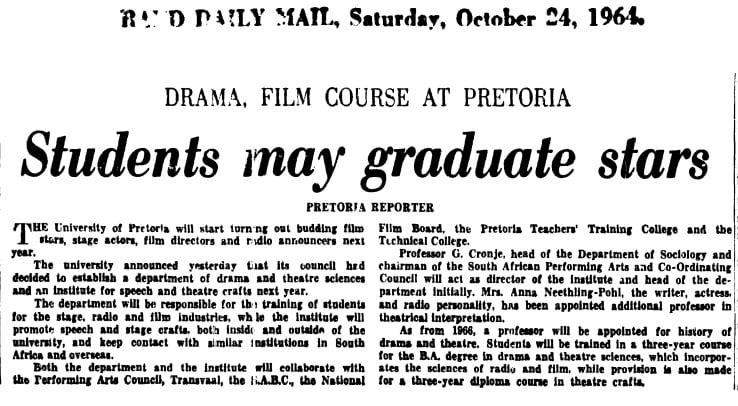 Rand Daily Mail, 24 October 1964