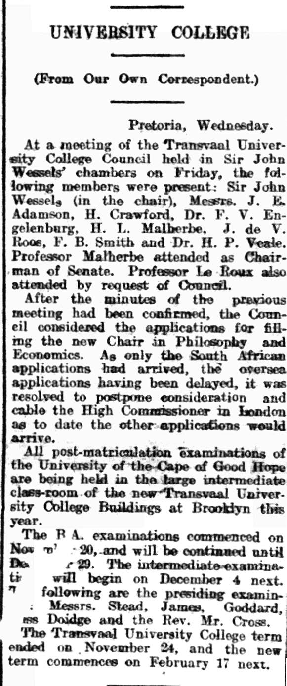 Rand Daily Mail, 30 November 1911