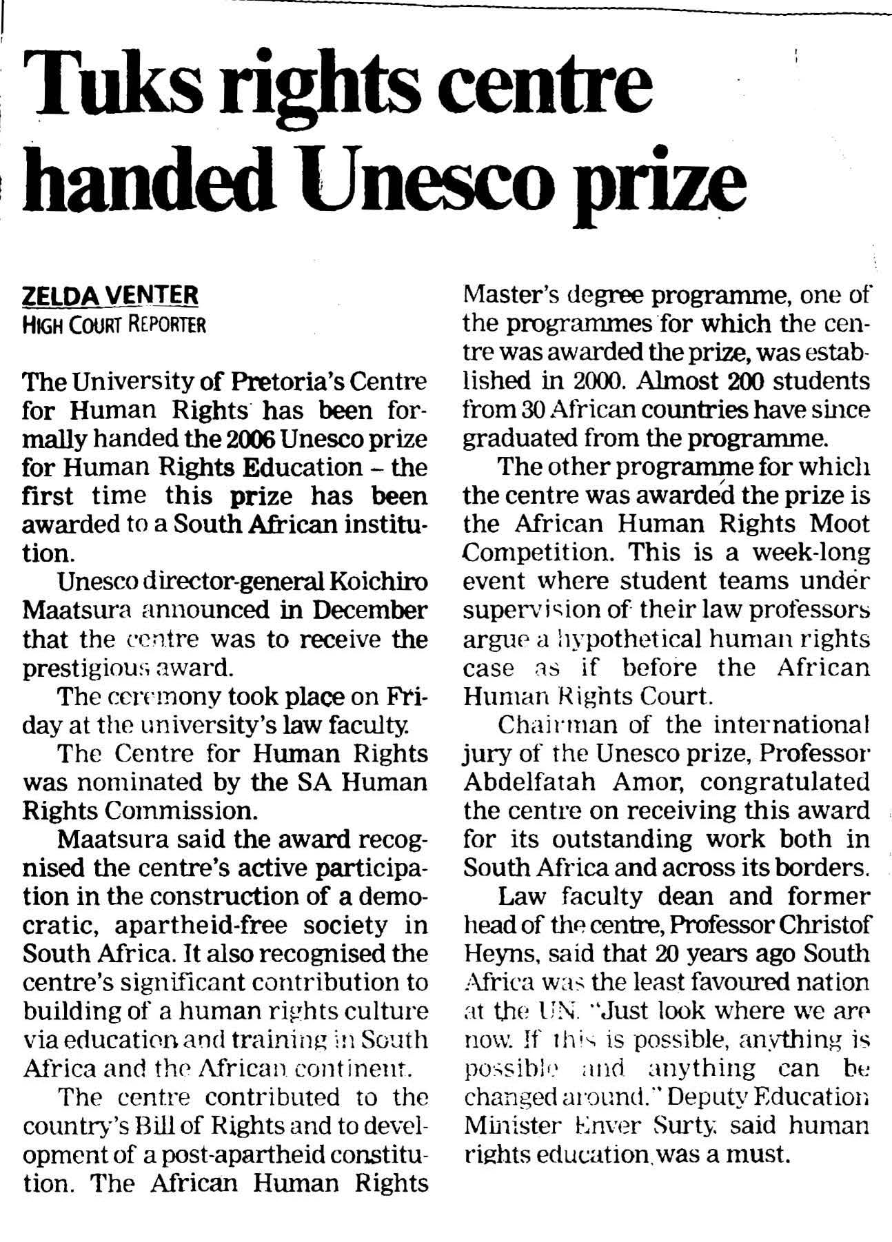 Pretoria News, 28 May 2007