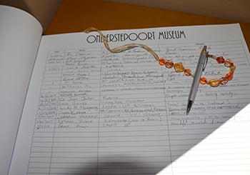 Visitor book at the Arnold Theiler Memorial