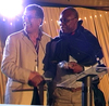 Prof J Moori congratulates Prof Lubuma on receiving the SAMS Award for Research Distinction