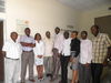 Prof Lubuma with postgraduate students and staff at the African University of Science and Technology