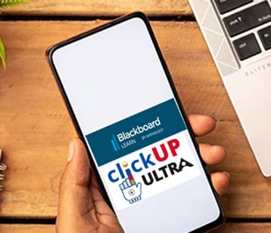 Image of a phone showing the clickUP Ultra Logo
