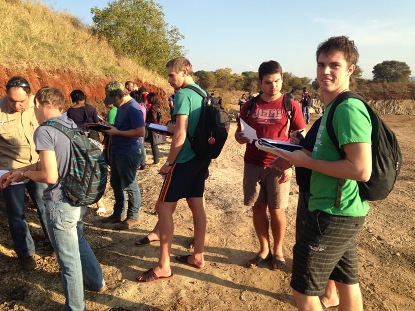 Mr Steven de Beer also from Jones & Wagener (left) explaining what is wrong with the soil profile