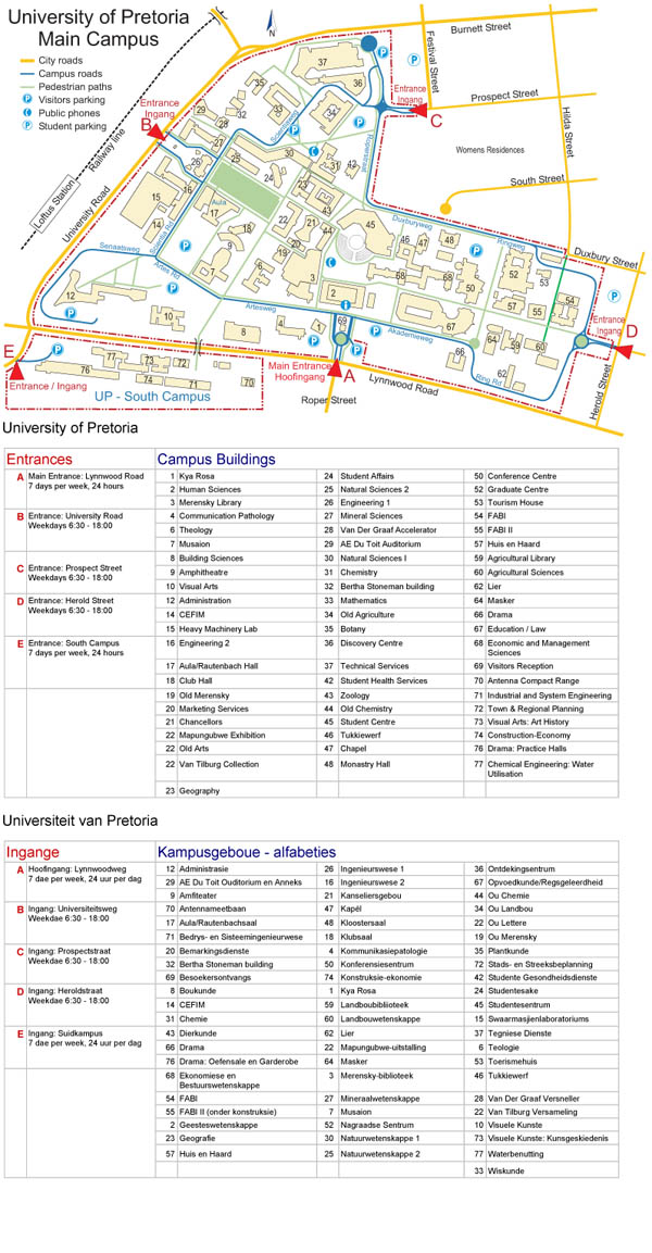 University Of Pretoria Campus Map Zip Code Map