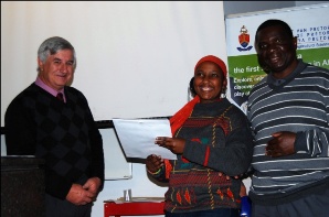 Refilwe Rammutloa receives the  2012 Hanisch Prize for  outstanding achievement in archaeology at undergraduate level.