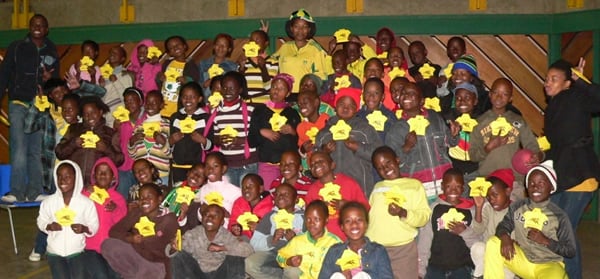 Young Bafana supporters with their soccer shirts.