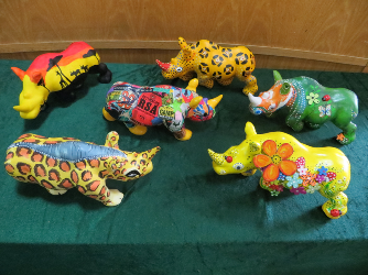 Rhino artworks, painted by staff and students of the Tourism Management Division, were sold to further funds for the Stop Rhino Poaching campaign.