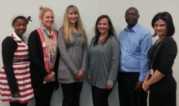 From left to right: Ms Nontu Mashaba (M student), Ms Lize Maartens (M student), Mrs Yolandi Lindford (M student), Prof Natasja Holtzhausen (guest lecturer), Mr Michael Humbani (M student), Dr Tania Maree (lecturer).