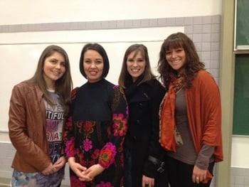 From left to right: Nadia Habig, class representative, Dr Gené van Heerden, Senior Lecturer in the Department of Marketing Management, Danita Potgieter and Kelsey van der Merwe, lecturers of first-year BCom (Marketing Management) students.