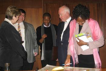 Ms Naude, Prof Ströh (Faculty Dean), Mr Monyemore, Mr Buzan and Prof Ogude (Vice-Principal at UP)